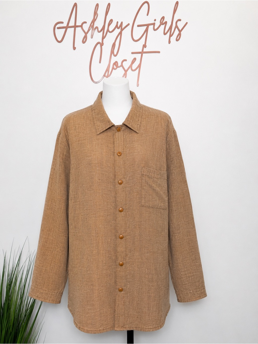 FLAX Jeanne Engelhart 100% Linen Button Front Shirt Medium
